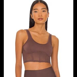 Alo Airbrush Mesh Corset Workout Tank - Raisin - Size Small